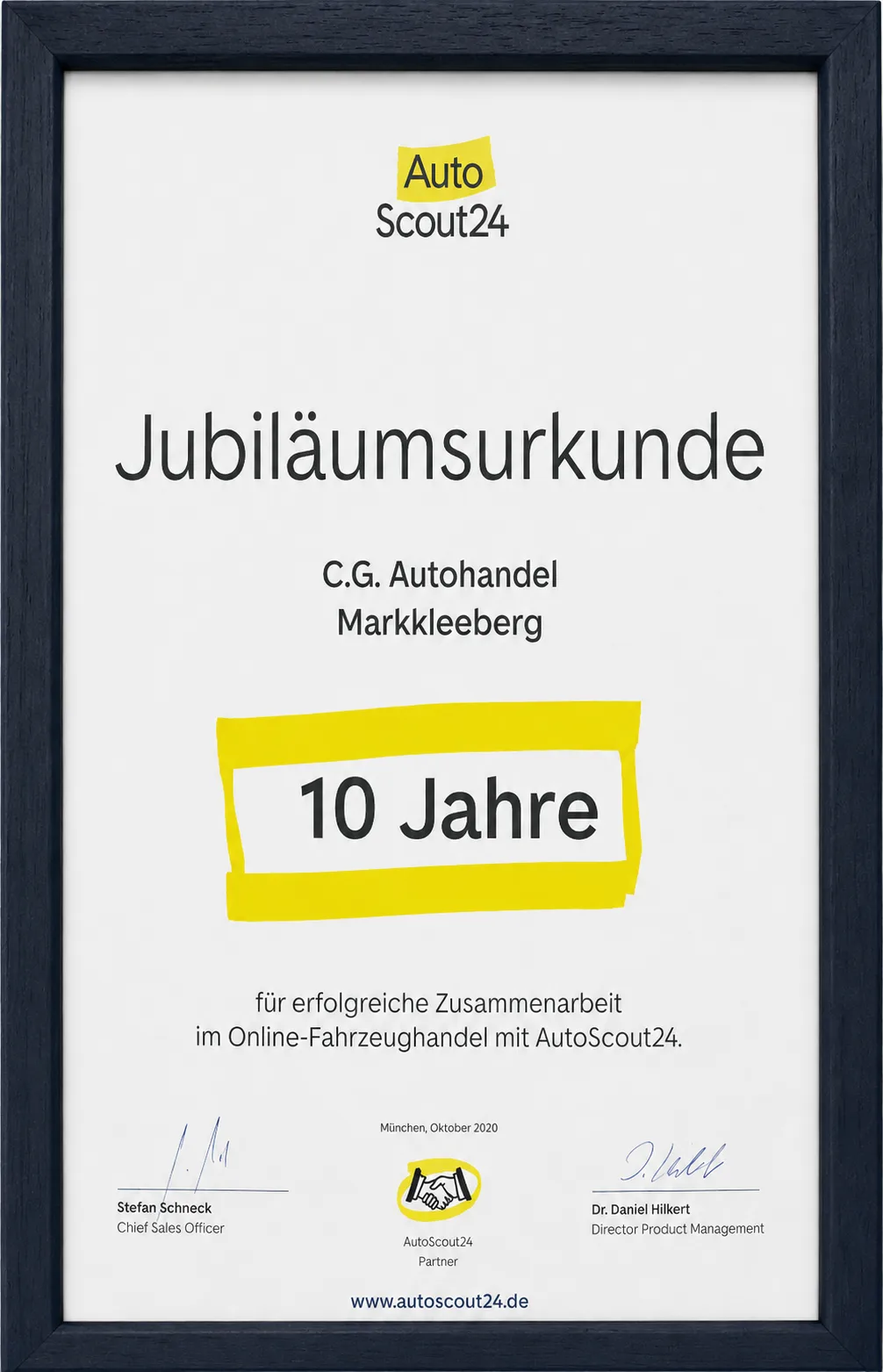 10 Jahre AutoScout24 Partner für GEYERLINER Autohandel Geyer in Markkleeberg