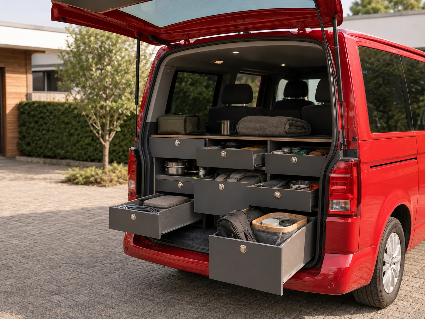 Heckschrank für VW T6/T6.1 nachrüsten – maßgefertigter Stauraum im Fahrzeugheck